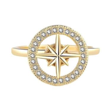 Imagem de Anel Giratório De Cobre Com Cristais Em Formato De Flor, Estrela E Lua