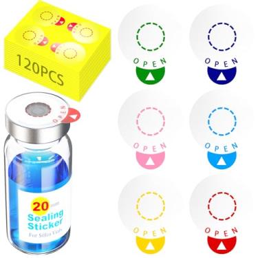 Imagem de Adesivo de vedação circular de laboratório, etiquetas de vedação autoadesivas, 6 cores circulares à prova de vazamento para tampas de plástico de alumínio, da ZHANXUBIO (120, para tampa de 20 mm)