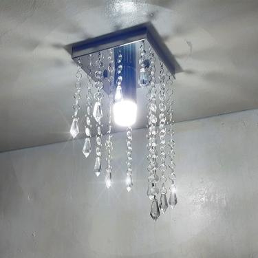 Imagem de Lustre Para Sala Cristal Acrílico 14x14 Cm Alt 30 Cm Soq E27