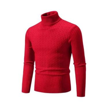 Imagem de Suéter Masculino De Inverno Grosso E Quente Com Gola Alta, Pulôver Sli