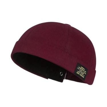 Imagem de Gorro De Algodão Unissex Sem Aba, Cor Sólida, Com Contas, Estilo Hip H