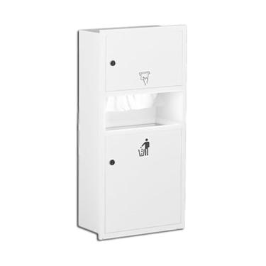 Imagem de Prateleiras de nicho de chuveiro embutidas à prova d'água - Organizador de banheiro elegante com secador de mãos, papel higiênico e armazenamento de lixeira para casa, cozinha, quarto (branco 31 x 75