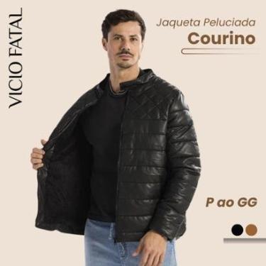 Imagem de Jaqueta Masculina PU Sintético Sem Capuz Clássica Motoqueiro Impermeável-Masculino