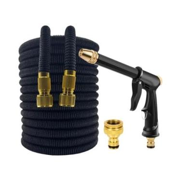 Imagem de Mangueira De Jardim Expansível Preta De Alta Pressão Com Pistola De Ág