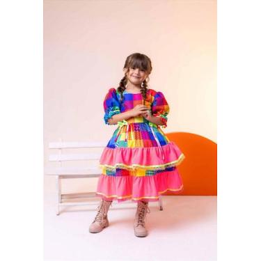 Imagem de Vestido Junino Luxo Rubia Banana Club - Tecido Tecnosoft 100% Poliéste