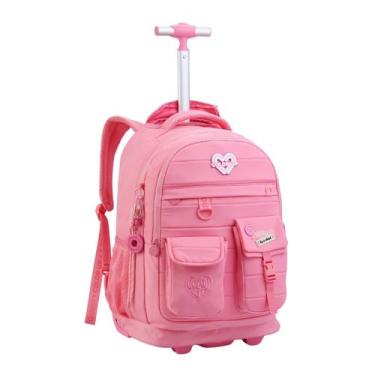 Imagem de Mochila Rodas Color Up 18'' Meninas Juvenil Escolar Passeio Cor:Rosa -