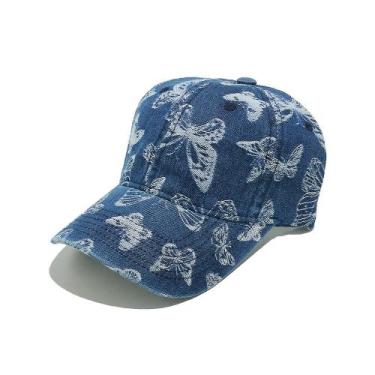 Imagem de Boné de beisebol jeans de algodão com padrão de borboleta em toda part