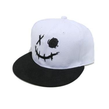 Imagem de Boné de beisebol acrílico com aba plana e chapéu liso Graffiti Smile -