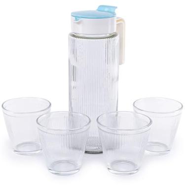Imagem de Conjunto Jarra Com 4 Copos Vidro Para Suco Água Restaurante - Monaliza