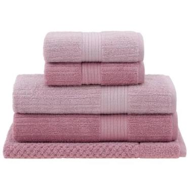 Imagem de Jogo toalha de banho 5 peças fio penteado - buddemeyer,  Rosa claro 16