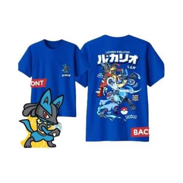Imagem de Camiseta Masculina De Algodão Pokémon Lucario, Verão, Harajuku, Casual