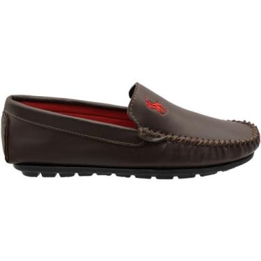 Imagem de Sapatilha AJ Shoes Básica Bordado Polo Macia Masculina, 42, Café
