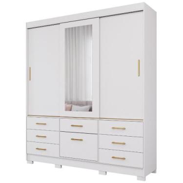 Imagem de Guarda Roupa Lais 3 Portas Correr 7 Gavetas com Espelho MDF - Panan, B