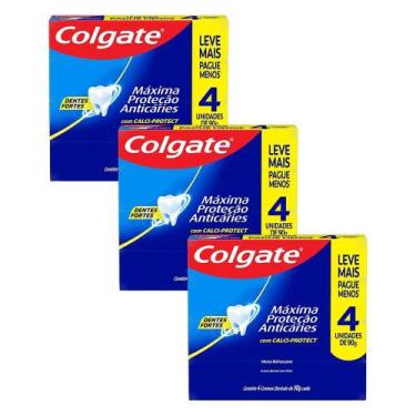 Imagem de Kit 3 Pack Creme Dental Colgate Máxima Proteção Anticáries 90g 4un Cad