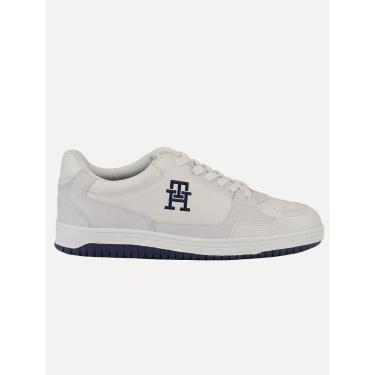 Imagem de Tênis Tommy Hilfiger Masculino Couro Basket 2C Mix Suede Branco-Masculino