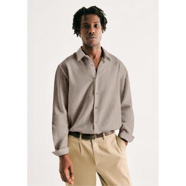 Imagem de Camisa Masculina Manga Longa Slim Com Linho-Masculino