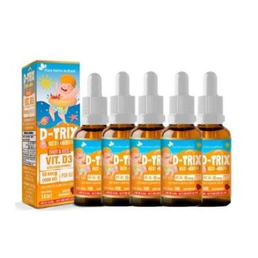 Imagem de Kit 5 D-TRIX Vitamina D3 infantil 5x30ml Morango Flora Nativa-Unissex