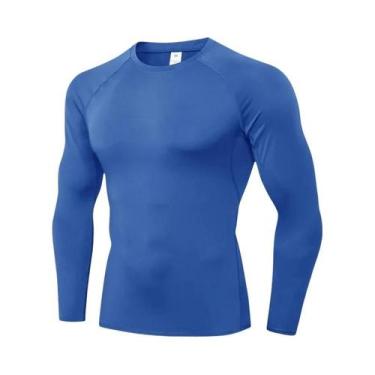 Imagem de Camiseta De Compressão Masculina De Manga Longa Para Treino, Camada Ba