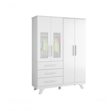 Imagem de Armário Retrô 4 Portas - Moveis Peroba Branco Brilho - MÓVEIS PEROBA