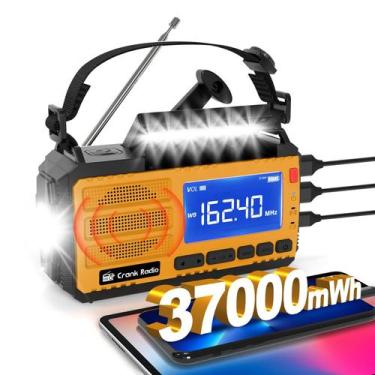 Imagem de Rádio de Emergência com Manivela yesiwtc 37000mWh Solar AM/FM LCD