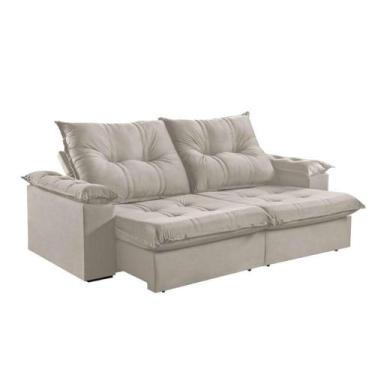 Imagem de Sofá 4 Lugares Retrátil 250cm Pillow Top Reclinável Creme - MARTINS ES