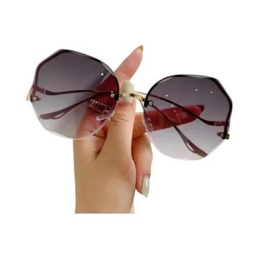 Imagem de Óculos De Sol Vintage Sem Armação Para Mulheres, Estilo Oversized, Com