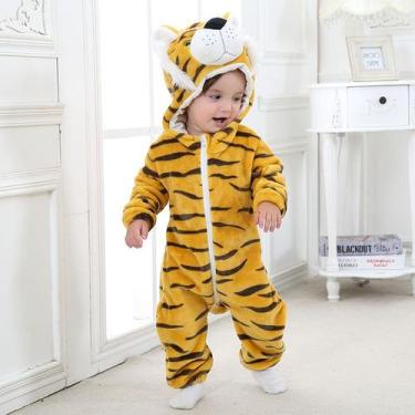 Imagem de Macacão Pijama Infantil de Bebê Frio Inverno Fantasia Urso Ursinho Tig