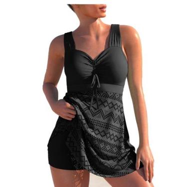 Imagem de Maiô Retrô Plus Size Saia Rendada com Shorts  44-MR - Nuwa Marte, Pret