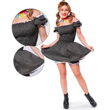 Imagem de Vestido festa junina juvenil adulto modelo Ciganinha - Tango, Preto