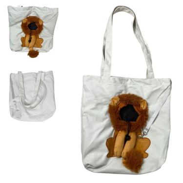 Imagem de Bolsa de Transporte para Pets AB Mídia BSL3905 Cães e Gatos Estampa Leão Náilon Branco