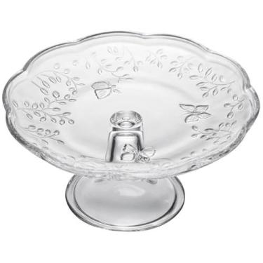 Imagem de Prato para Bolo com Pé 19x9cm Vidro Cristal Lyor Suporte Torta Redondo