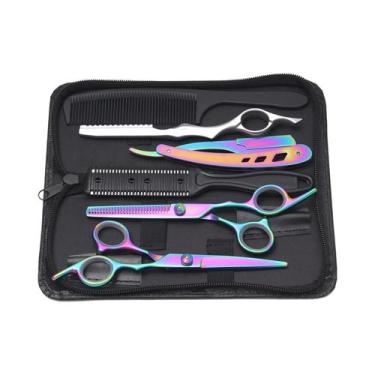 Imagem de Tesoura De Cabeleireiro Azul Em Aço Inoxidável Para Salão E Barbearia,