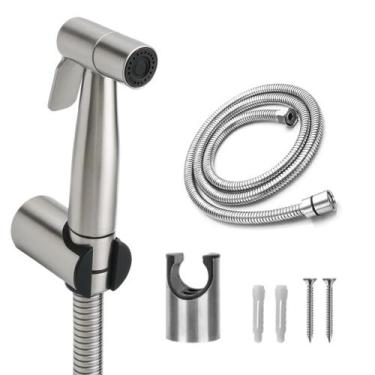 Imagem de Ducha Higienica Prata Preto Fosco Metal Lavabo Luxo Cor:Prata - Imagin