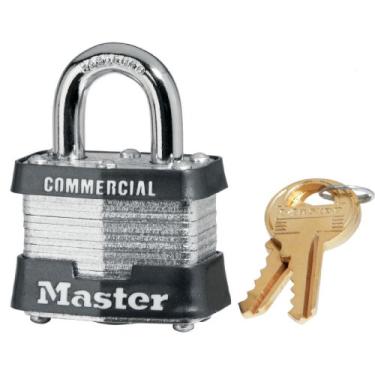 Imagem de Cadeado laminado MASTER LOCK 3KA 3212. 1.9 cm de diâmetro. 1.9 cm de altura x 1.2 cm de largura. aço