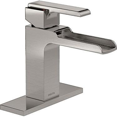 Imagem de Delta Faucet Torneira de banheiro Ara Centerset níquel escovado, torneira cachoeira, torneira para pia de banheiro, aço inoxidável 568LF-SSLPU