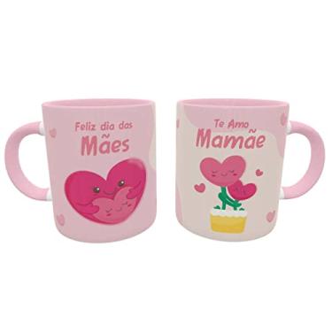 Imagem de Caneca Mãe Coração Kawaii Presente Dia das Mães cor:Rosa