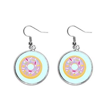 Imagem de Brinco roxo rosquinha sobremesa doce orelha pingente prata pingente joia feminina