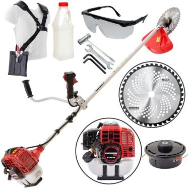 Imagem de Roçadeira Lateral Plus Kawashima KW340L 34cc 2 Tempos Com Lâmina de Vídia e Cabeçote de Fio Nylon Ideal Para Uso em Fazendas, Chácaras e Sítios