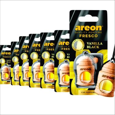 Imagem de Aromatizante Areon Fresco Vanilla Black 4ml - 7 Peças - Perfume Automotivo Odorizador Baunilha