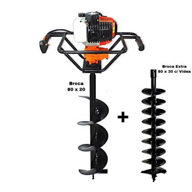Imagem de KIT Perfurador de Solo Vulcan VPS520 2T 52CC 2,5HP com Broca 80x20cm + Broca Extra Kawashima 80x30cm com Vídea
