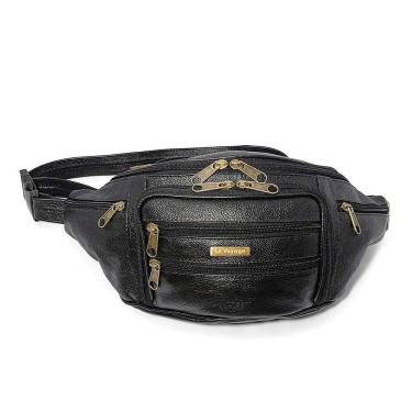 Imagem de Pochete Masculina De Couro Extra Grande Espaçosa Resistente - Le Voyage