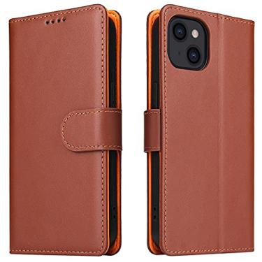 Imagem de GSYH Capa carteira para iPhone 13Mini/13/13 Pro/13 Pro Max, Capa flip protetora magnética de couro PU com slot para cartão à prova de choque, TPU, marrom, 13pro 15,1 cm