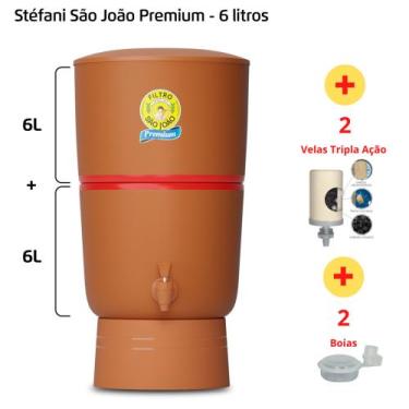 Imagem de Filtro De Barro Para Água São João Premium 6 Litros + 2 Velas Tripla A