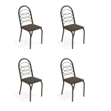 Imagem de Kit Com 4 Cadeiras Estofadas Holanda Cor Bronze 4C009brz Kappesberg Cr