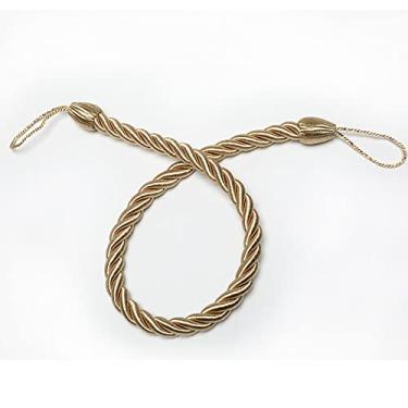 Imagem de 1 peça Cordas de amarração de cortina Cordas de amarração feitas à mão Clipes de retenção de cortina Acessórios para casa Decorativos, Dourados, 1 peça