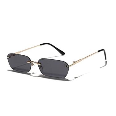 Imagem de Óculos de Sol Retangular Sem Aro Feminino UV400 Óculos de Sol de Condução Masculino Cor Clara Acessórios de Verão Quadrado Tamanho Pequeno, 1, A