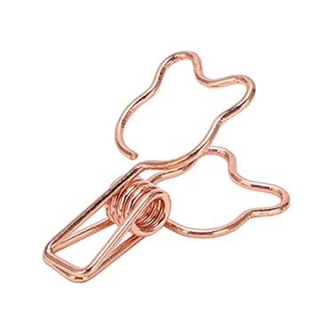 Imagem de Grampos de FicháRio de EscritóRio, Grampos de FicháRio de Metal Em Forma de Urso Multiuso para Certificados para Roupas por Conta (Rosa ouro)