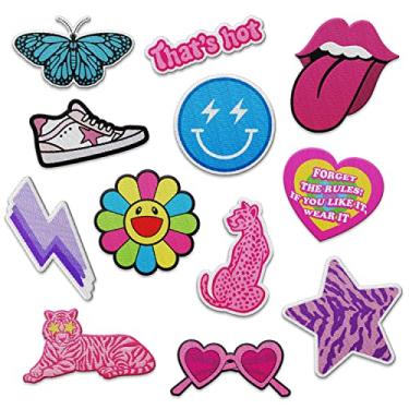 Imagem de 12 adesivos de passar a ferro - The Carefree Bee | Butterfly Iron on Patches for Girls Patch Jacket Iron Patches for Clothing Trendy Backpack Patches Girls Women (Conjunto de 9 adesivos de preppy)
