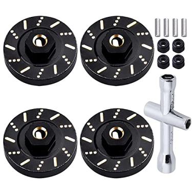 Imagem de Espaçadores de roda estendidos de latão com pesos de roda sextavados de 7 mm para peças de atualização Axial SCX24 1/24 RC Crawler (pacote com 4)