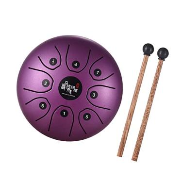 Imagem de Sasuori Mini instrumento de percussão de chave C de tambor de língua de aço de 8 tons de 14 cm com tambor mallets bolsa de transporte